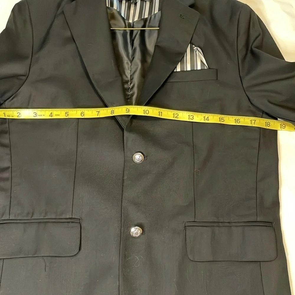 JOHNNIE LANE Boys 14 Black 2-Button‎ Blazer Contrast Lining Church School Party